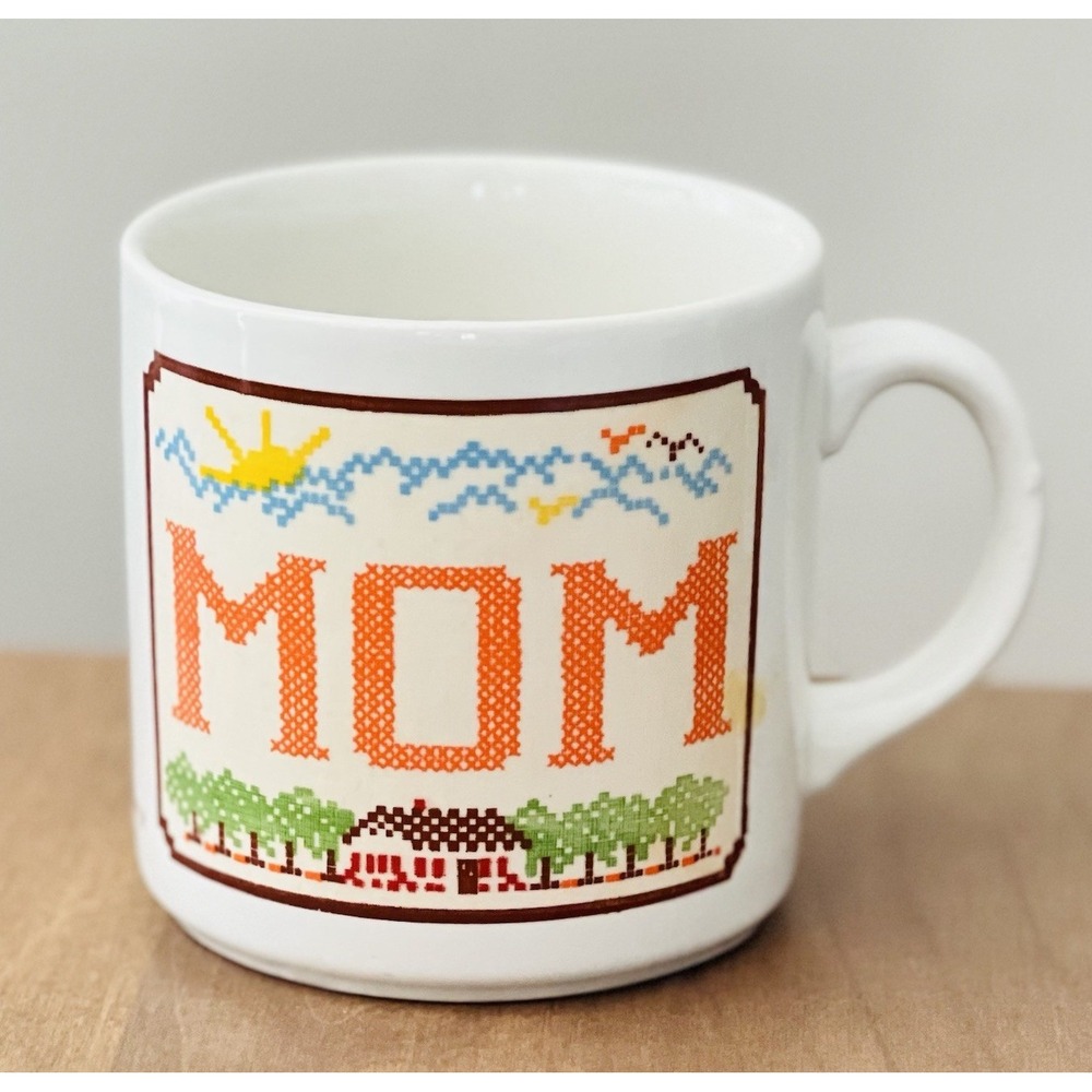 Vintage‎ Grindley England MOM Cross Stitch Coffee Mug Coffee Tea Cup